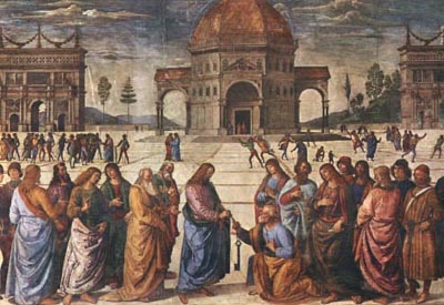 Perugino, Przekazanie kluczy w. Piotrowi, XV w., Kaplica Sykstyska