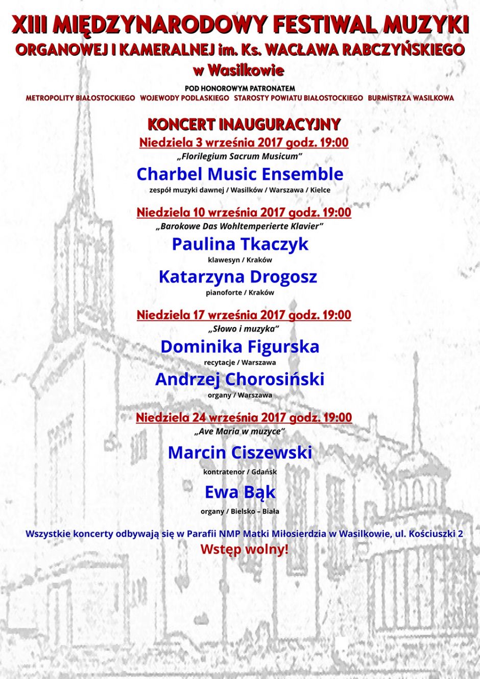 XIII Międzynarodowy Festiwal Muzyki Organowej i Kameralnej w Wasilkowie