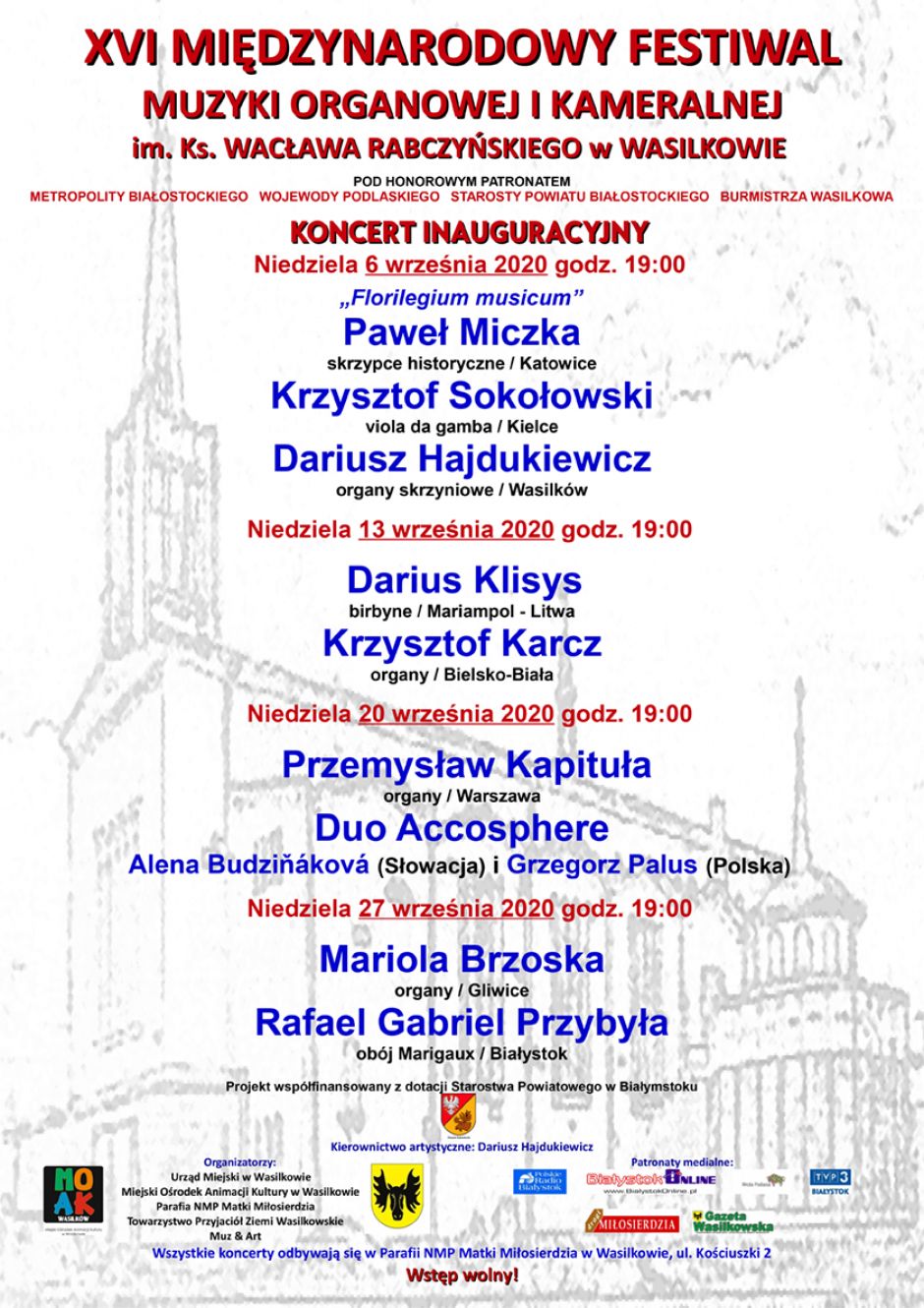 XVI Międzynarodowy Festiwal Muzyki Organowej i Kameralnej w Wasilkowie