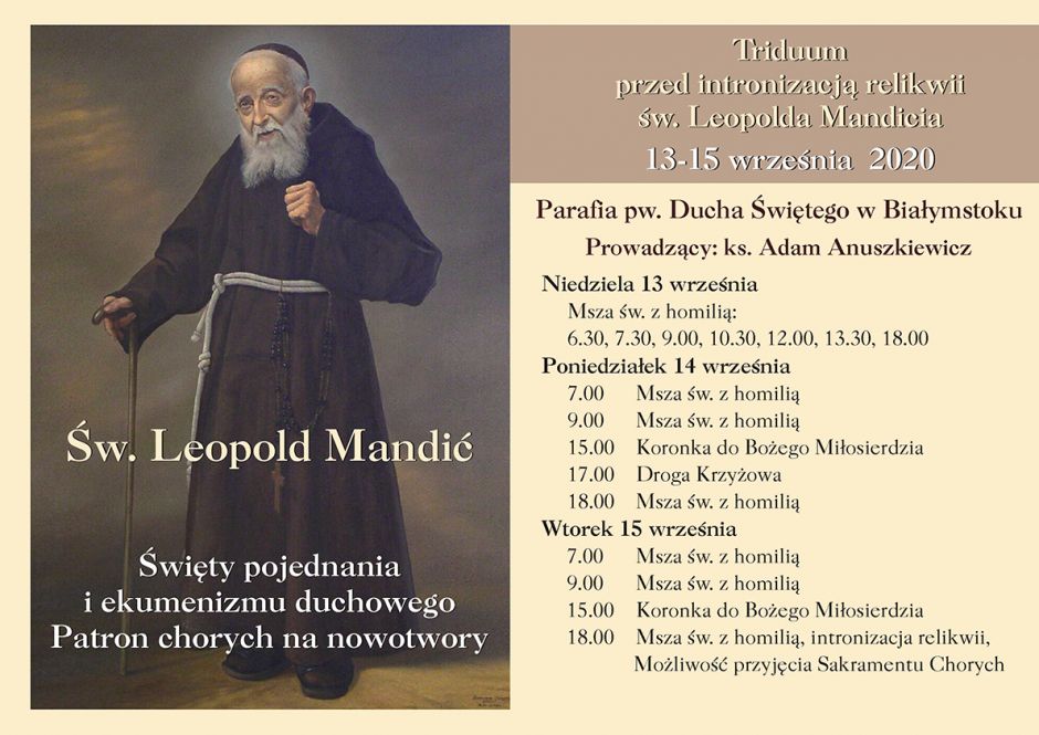 Triduum przed intronizacją relikwi św. Leopolda Mandicia