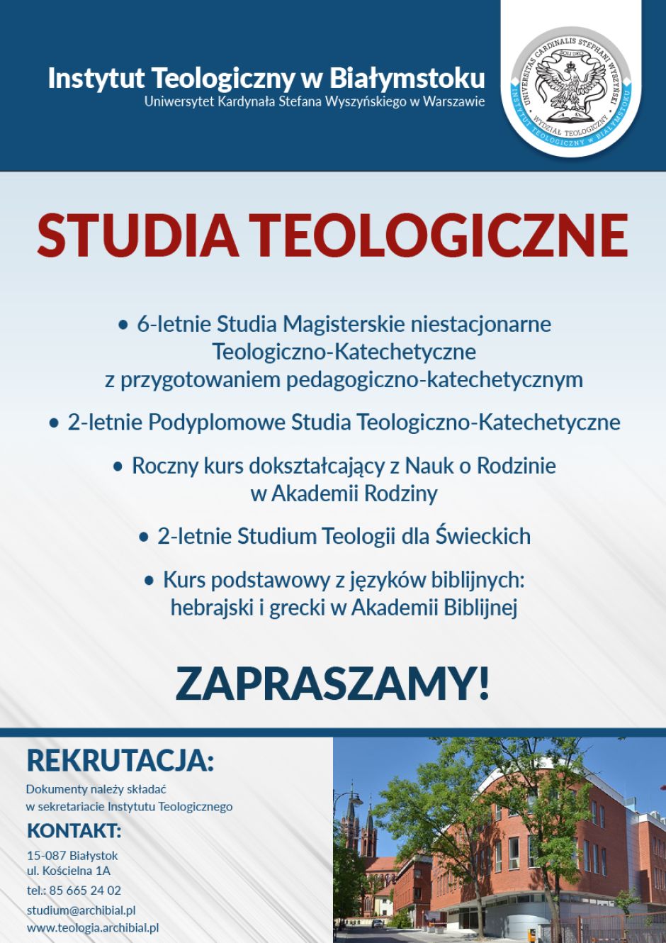 Rekrutacja na nowy rok akademicki w Instytucie Teologicznym