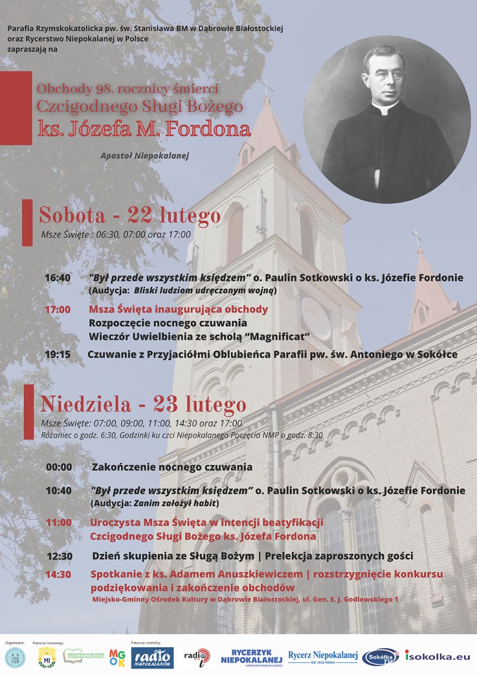 Obchody 98. rocznicy śmierci ks. Józefa M. Fordona w Dąbrowie Białostockiej