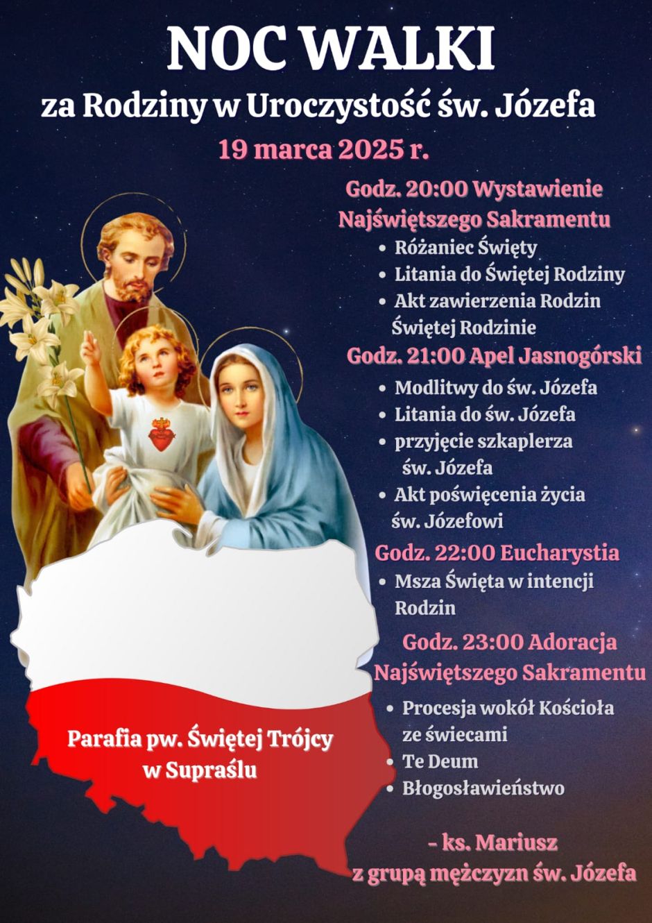 Noc Walki za Rodziny w Uroczystość św. Józefa w Supraślu