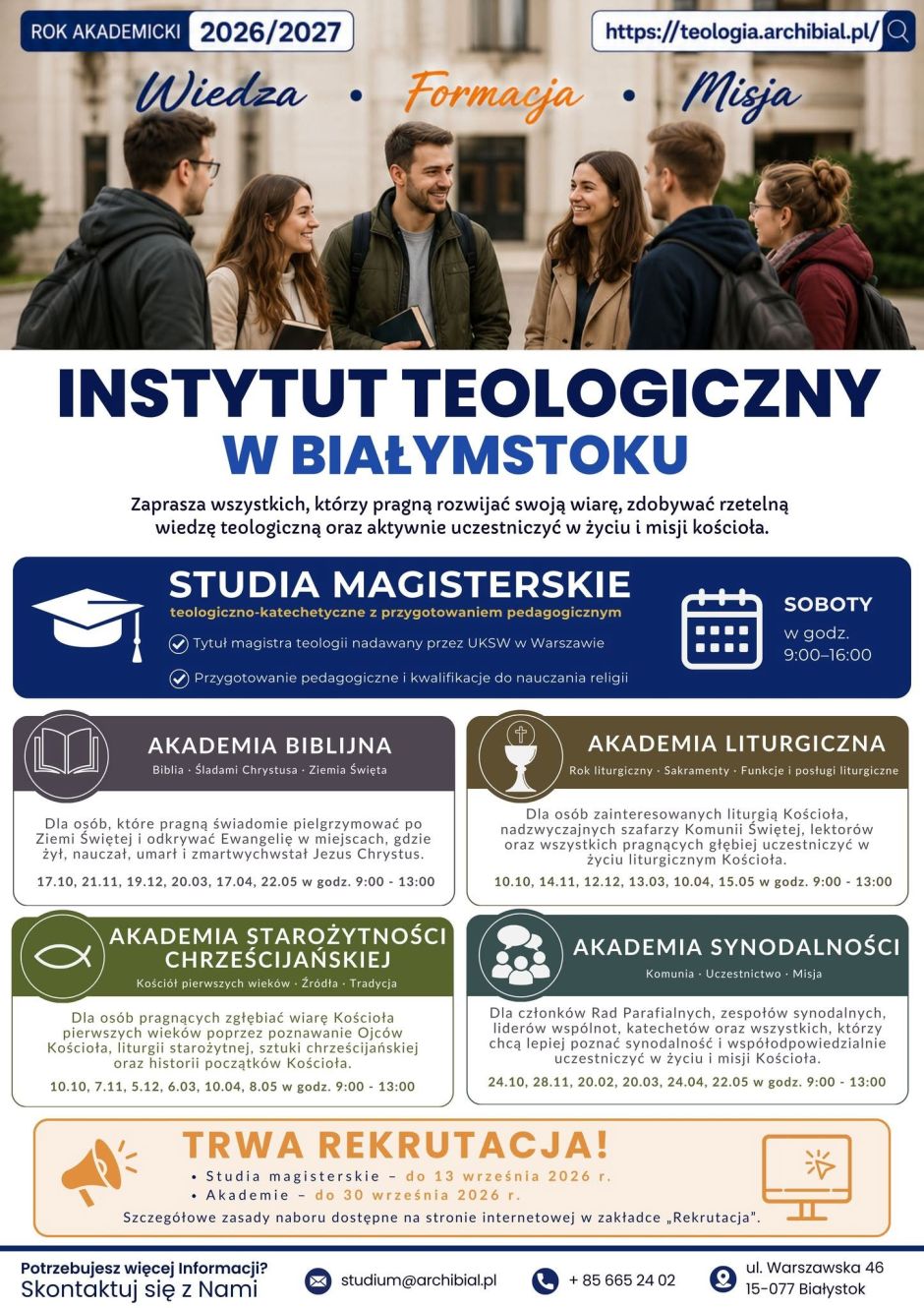 Rekrutacja na studia w Instytucie Teologicznym w Białymstoku