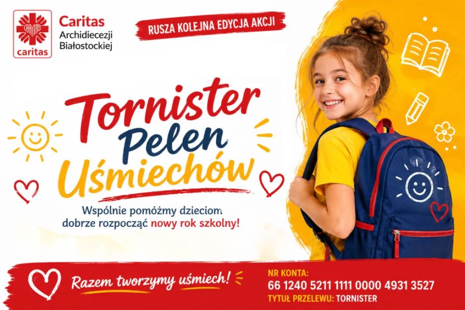 Ruszyła akcja Caritas - „Tornister Pełen Uśmiechów 2026”