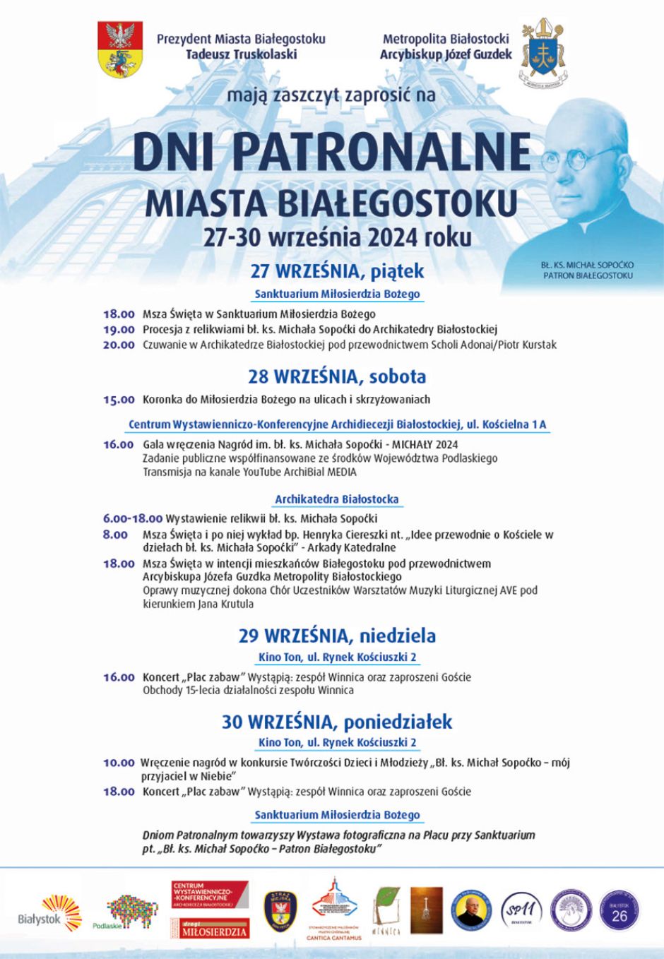 Dni Patrona Białegostoku - bł. ks. Michała Sopoćki