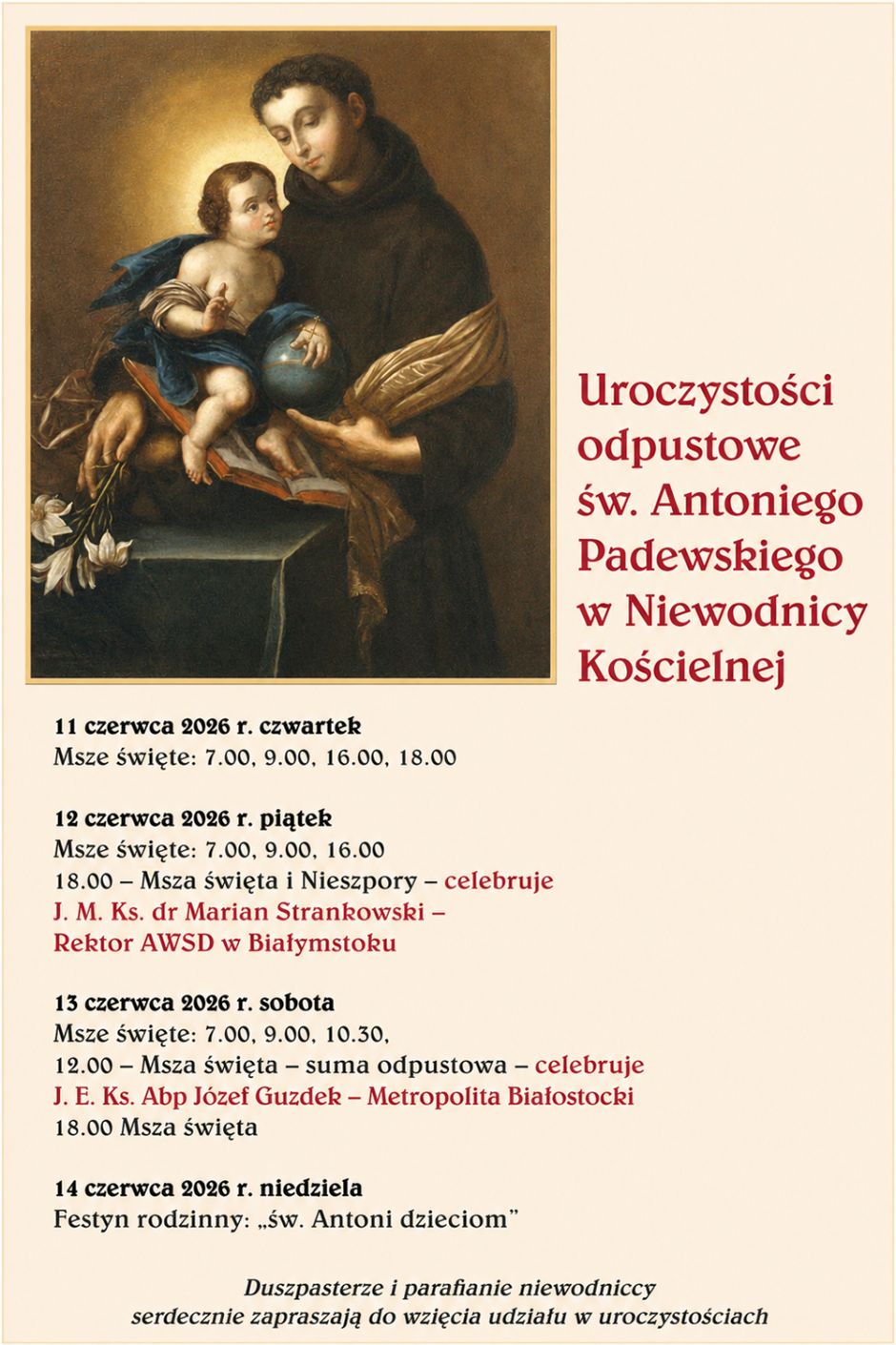 Uroczystości ku czci św. Antoniego w Niewodnicy Kościelnej